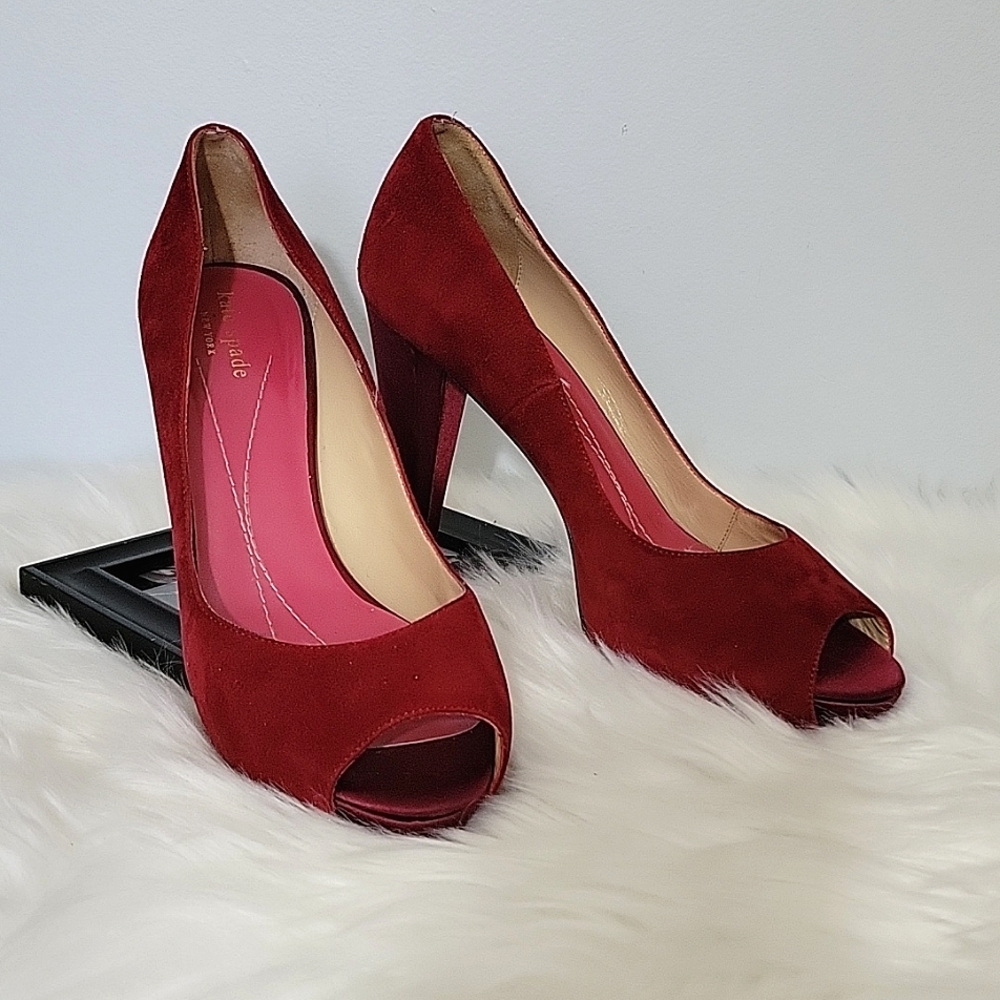 Beautiful Kate Spade Velvet Peep-Toe Heels